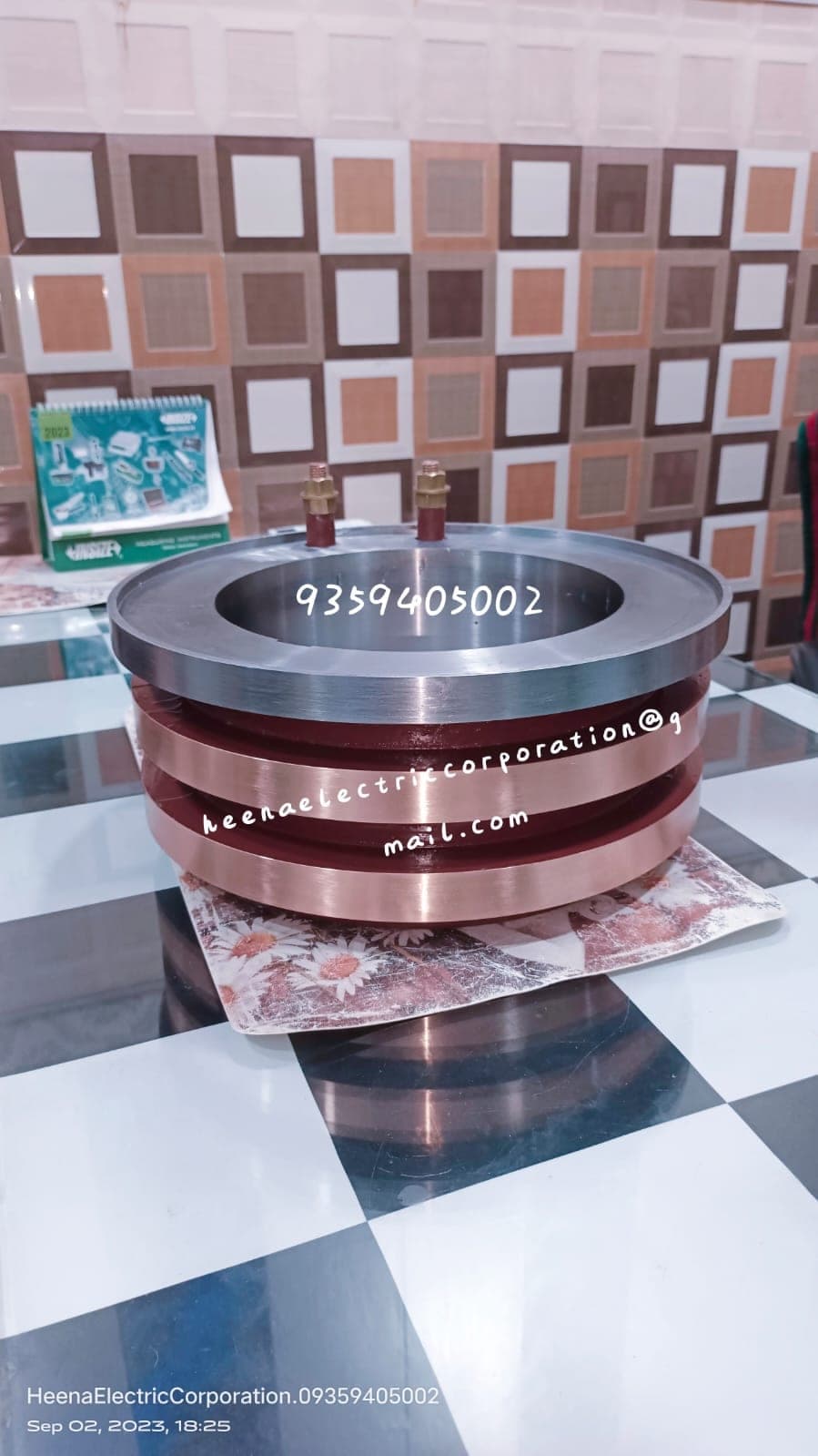 Machined slip ring assembly with steel flange and copper rings from Heena Electric Corporation